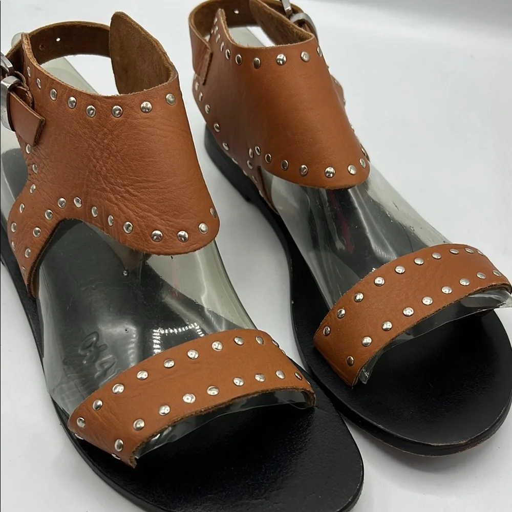 Sol Sana‎ Sz 7 Brown Silver Studded Sandals Boho